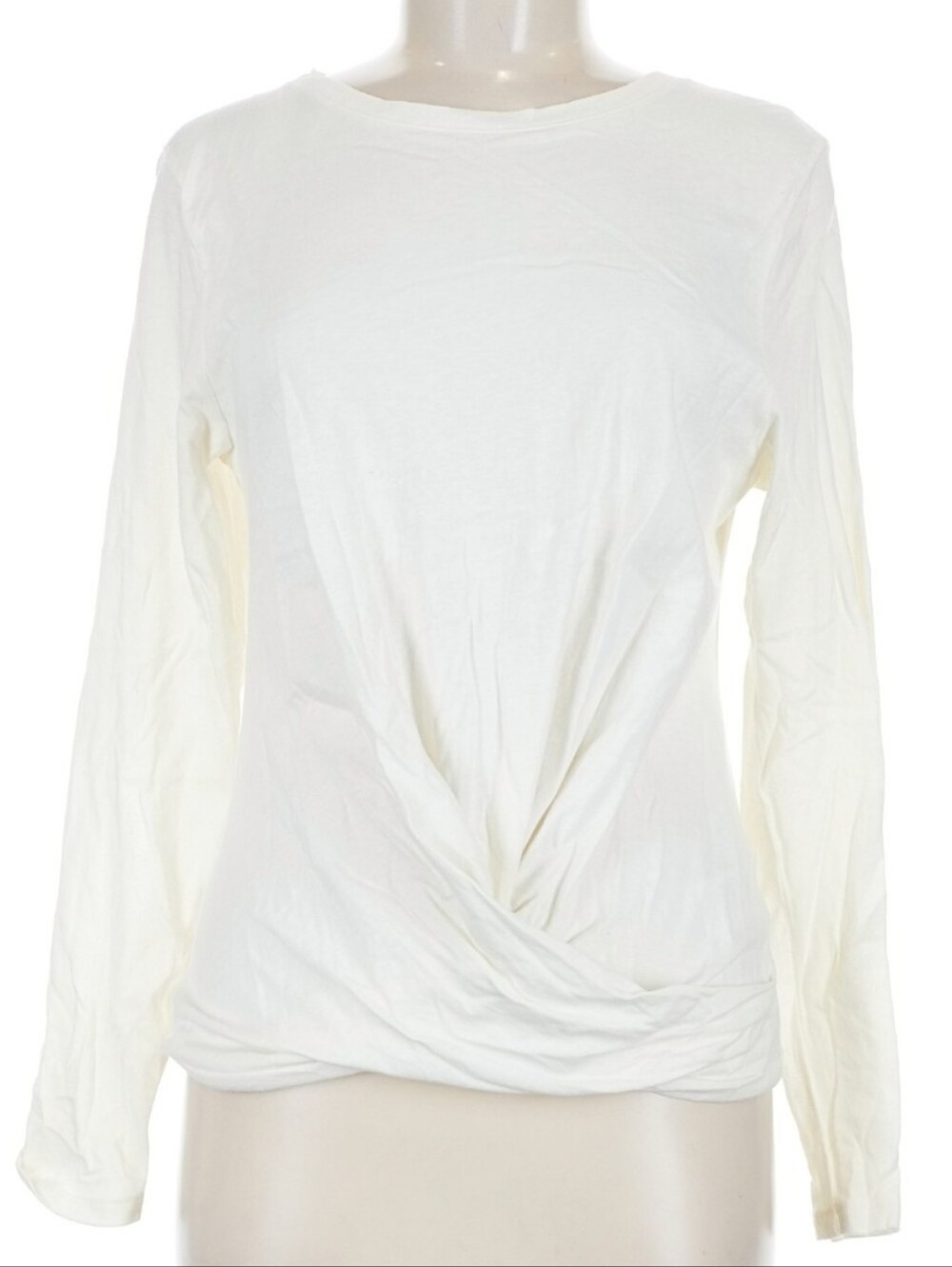 J. Crew Long Sleeve Crew Neck Twist Front T-Shirt, Medium, Off White